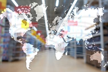 Küresel Lojistik Ortaklığı Haritası. İçeriye Aktarma konsepti.