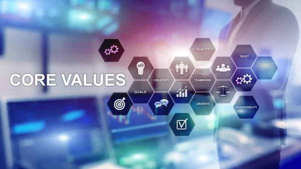 Core values concept on virtual screen. Business and finance solutions. — Stock Photo, Image