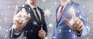 HR İnsan Kaynakları Yönetimi Halkların İlişki Organizasyonu Yapısı Sanal Ekran Karışık Ortam.