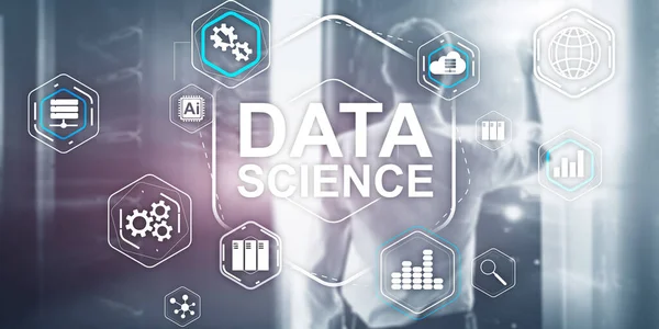 Big Data Science Analysis informatietechnologie concept. Server kamer achtergrond. — Stockfoto