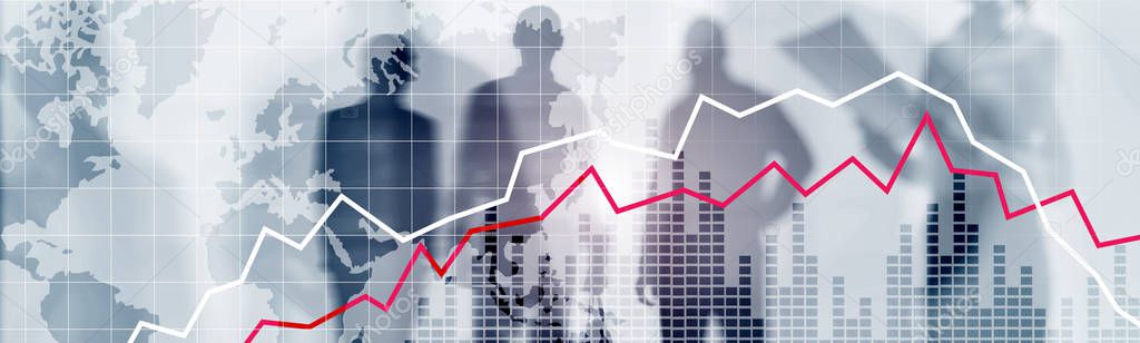 Red and White Stock Market Graph. Web header or banner.
