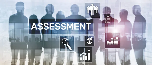 Bewertung Bewertung Messgröße Analytik Analyse Geschäfts- und Technologiekonzept auf verschwommenem Hintergrund — Stockfoto