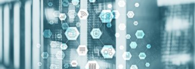 Bilgi iletişim teknolojisi konsepti. Bal peteği panorama arkaplanı.