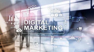 Çift Pozlama arka plan üzerinde dijital pazarlama kavramı.