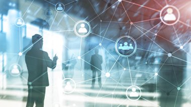 Çift pozlama insan yapısı Hr - insan kaynakları yönetimi ve işe alım kavramı ağ.