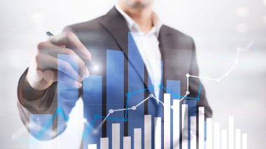 Finansal büyüme grafiği. Satış artışı, pazarlama stratejisi.