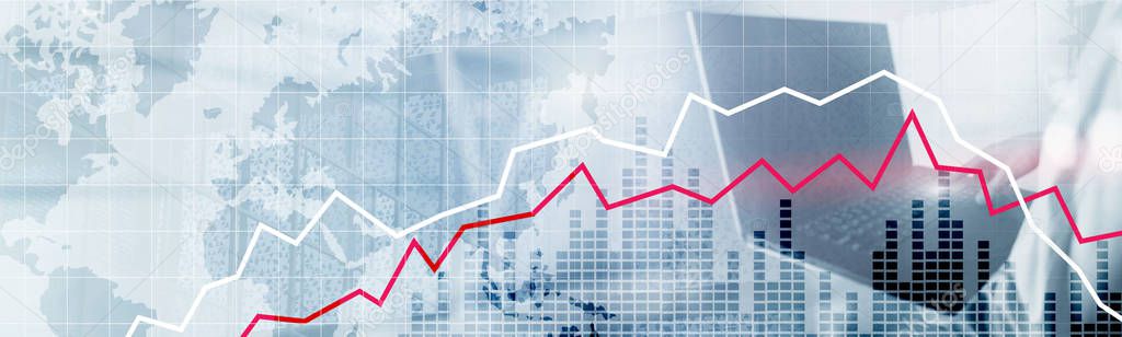 Red and White Stock Market Graph. Web header or banner.