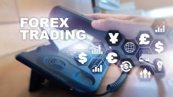 Forex Trading Cambio Valute Business Finanza Diagrammi Dollaro Euro Icone — Foto Stock
