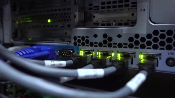 Câbles RJ45 branchés aux interrupteurs. Concept technologique DataCenter .