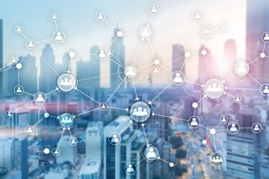 Sosyal ağ yapısı. Simge insanlar. İş bağlantıları kavramı.