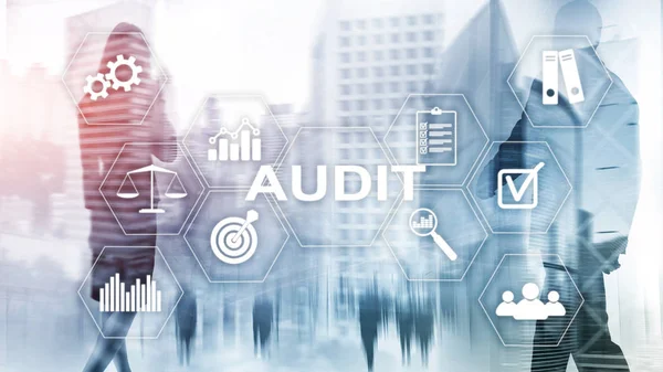 Audit business en finance concept. nalysis jaarrekening, analyseren rendement op investeringen. Mixed media abstracte achtergrond — Stockfoto