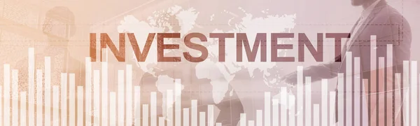 Investeringsconcept. Langwerpige horizontale achtergrond. Website Header Banner — Stockfoto