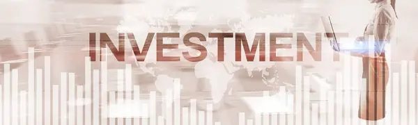 Conceito de investimento. Fundo horizontal alongado. Banner de cabeçalho do site — Fotografia de Stock