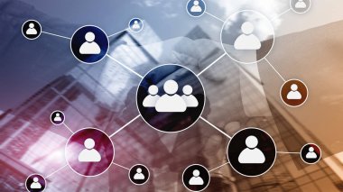 HR - insan kaynakları yönetimi kavramı bulanık iş merkezi zemin üzerine.