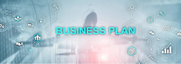 Nieuw businessplan. Analyse en strategie concept. Horizontale Panoramische banner — Stockfoto