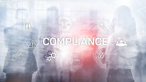 Compliance-Diagramm mit Symbolen. Geschäftskonzept auf abstraktem Hintergrund. — Stockfoto