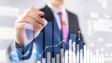 Finansal büyüme grafiği. Satış artışı, pazarlama stratejisi.