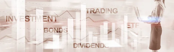 Bonos concepto de dividendos. Banner de fondo de finanzas empresariales abstracto . — Foto de Stock