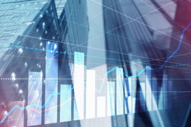 Üç boyutlu Grafik ve Çizgiler. Hong Kong Arkaplanı Bulanık. İş projen için..