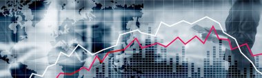 Red and White Stock Market Graph. Web header or banner. clipart