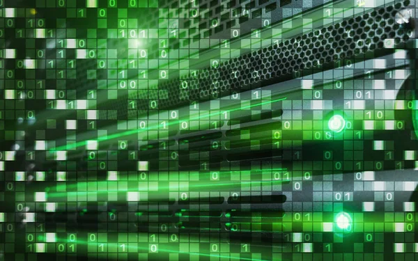 Digital Matrix Binärcode Mainframe Server Raum Computing Kommunikationskonzept. — Stockfoto