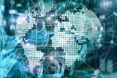 Telekomünikasyon ve internet teknoloji kavram olarak 3B dünya.