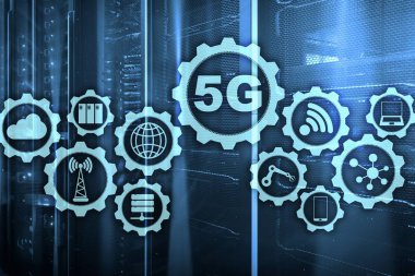 5G Ağ, 5G İnternet Bağlantısı Konsepti dijital arkaplanda. Akıllı iletişim ağı kavramı.