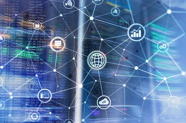 Ict Technologie Informacyjne Telekomunikacyjne Iot Internet Rzeczy Pojęć Diagramy Pomocą — Zdjęcie stockowe