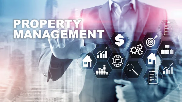 Property management. Business, Technology, Internet and network concept. Abstract Blurred Background.