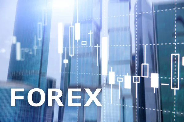 Торговля Forex Финансовые Свечи Графики Размытом Фоне Бизнес Центра — стоковое фото