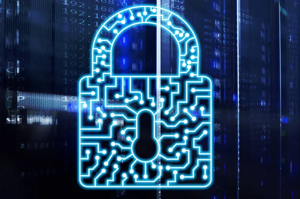 网络安全锁图标信息隐私数据保护互联网和技术概念 — 图库照片