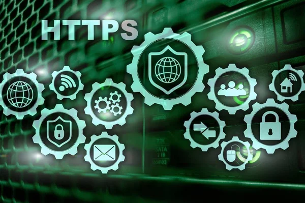 Https Protocolo Transporte Hipertexto Seguro Conceito Tecnologia Fundo Sala Servidores — Fotografia de Stock