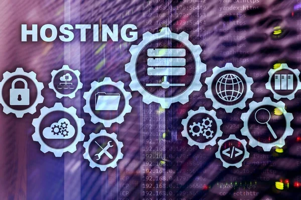 Web Hosting Technology Internet Networking Concept Pozadí Serverové Místnosti Virová — Stock fotografie