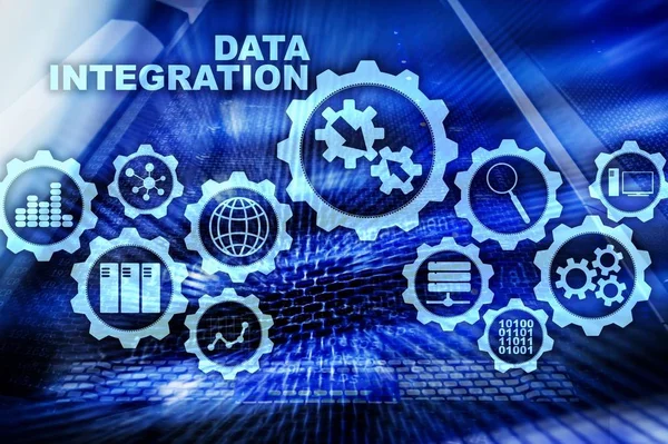 Datenintegration Business Information Technology Konzept Auf Serverraum Hintergrund — Stockfoto