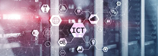 情報通信技術。ICT複合メディア。スーパーコンピュータの背景. — ストック写真