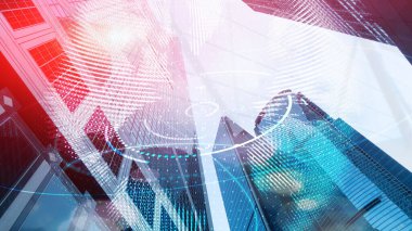 Bulanık Modern Hong Kong 'daki 3D Gezegen. Karışık Ortam Duvar Kağıdı.