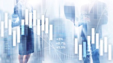 Finansal Yatırım Konsepti. Borsa ticaret grafiği ve şamdan grafiği.