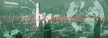 Görsel arayüz char grafik diyagramları bilgi grafikleri iş zekası analizleri yatırım konsepti şehir görünümü web sitesi başlık arkaplanı.