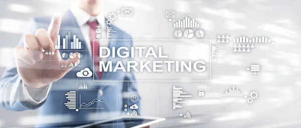 Digitális marketing koncepció, dupla expozíció háttér. — Stock Fotó