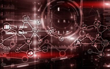 Sunucu odası IOT iletişim akıllı endüstri internet konsepti. Dijital teknoloji.