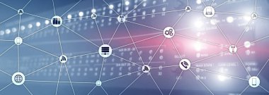 Web sitesi Banner Karışık Medya. Bir sürü - kavramların interneti. Ict - Bilgi ve haberleşme teknolojisi.