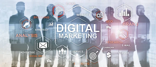 Digital Marketing. Mixed Media Business Background.