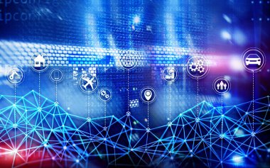 Dijital teknoloji kavramının interneti. Sunucu odası arkaplanı.