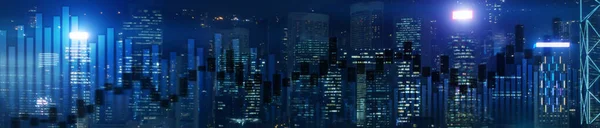 Ιστοσελίδα κεφαλίδα και πανό του Χονγκ Κονγκ cityscape με skyscarapers. Εμπορικές και χρηματιστηριακές αγορές. — Φωτογραφία Αρχείου