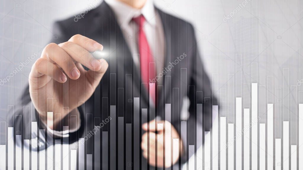 Business and finance graph on blurred background. Trading, investment and economics concept.