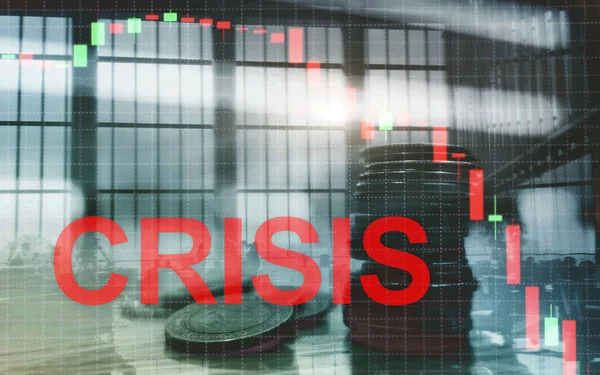 Напис "Фінансова криза". Рецесія Економічна концепція . — стокове фото