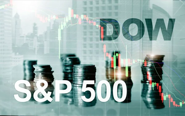 Американский фондовый рынок. Sp500 и Dow Jones. Концепция финансового трейдинга — стоковое фото