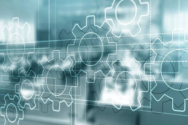Soyut arka planda dişliler. İş süreçleri kavramı.