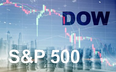 American stock market. Sp500 and Dow Jones. Financial Trading Business concept. clipart