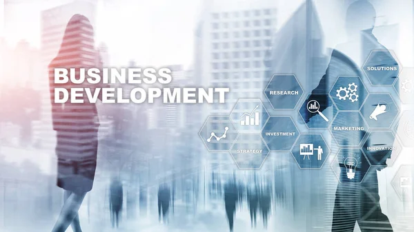 Estadísticas de crecimiento de startups de desarrollo empresarial. Plan Financiero Estrategia Desarrollo Proceso Concepto Gráfico. —  Fotos de Stock